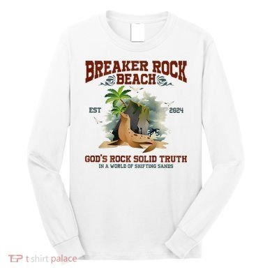 GodS Rock Solid Retro Breaker Rock Beach Vbs 2024 Long Sleeve Shirt