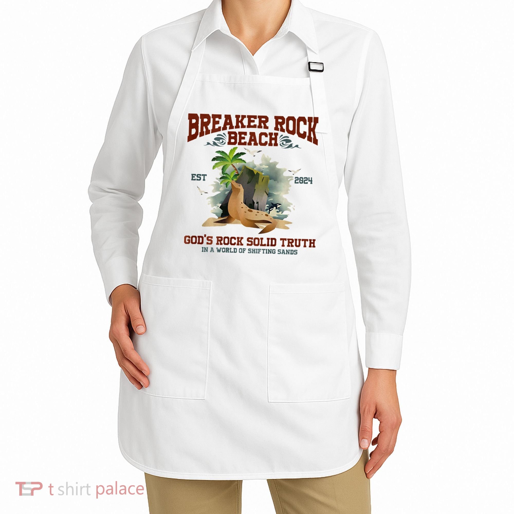 GodS Rock Solid Retro Breaker Rock Beach Vbs 2024 Apron