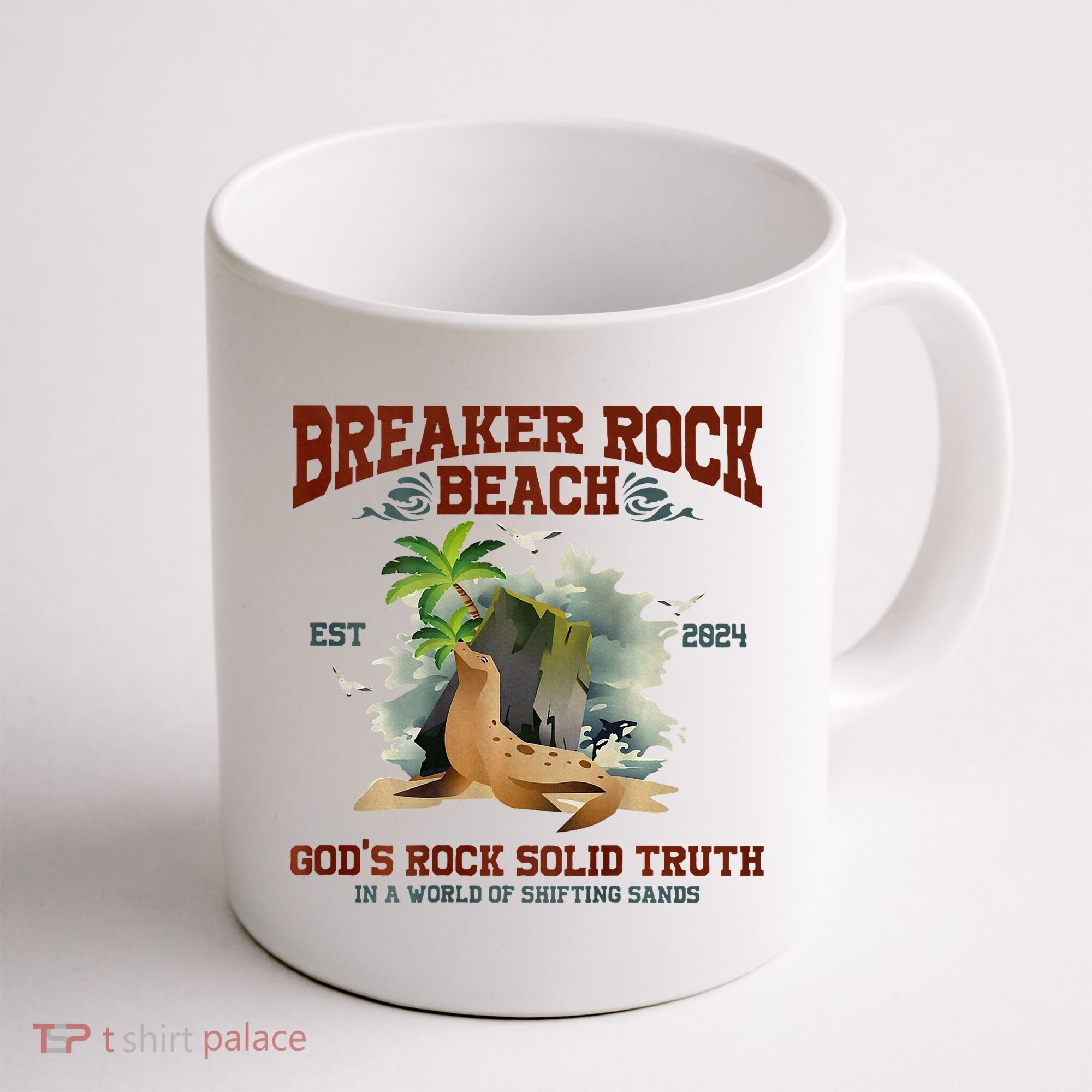 GodS Rock Solid Retro Breaker Rock Beach Vbs 2024 Coffee Mug