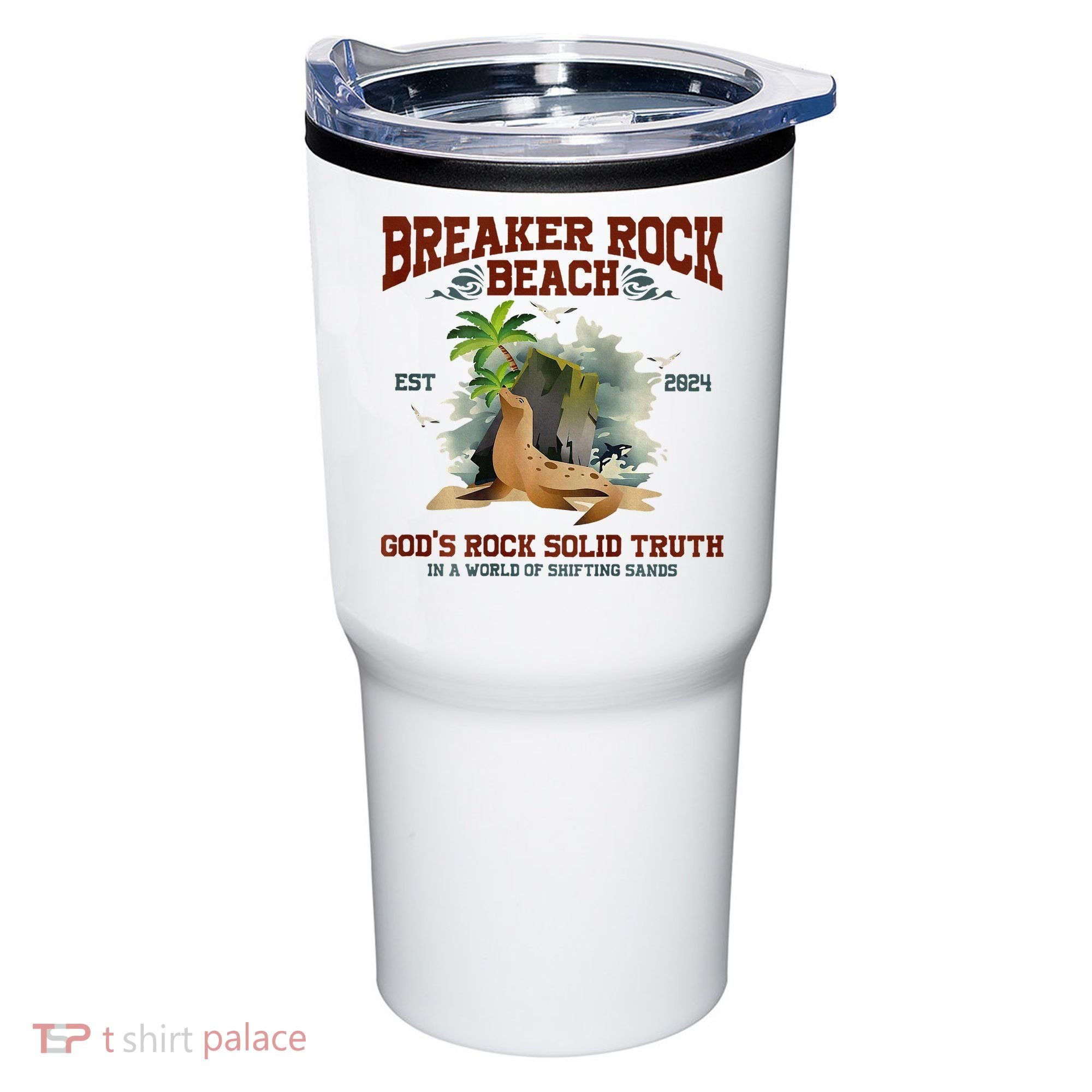 GodS Rock Solid Retro Breaker Rock Beach Vbs 2024 Tumbler