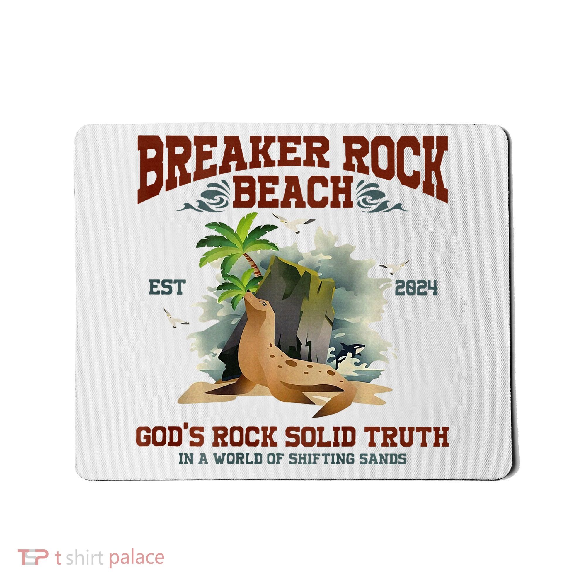 GodS Rock Solid Retro Breaker Rock Beach Vbs 2024 Mousepad