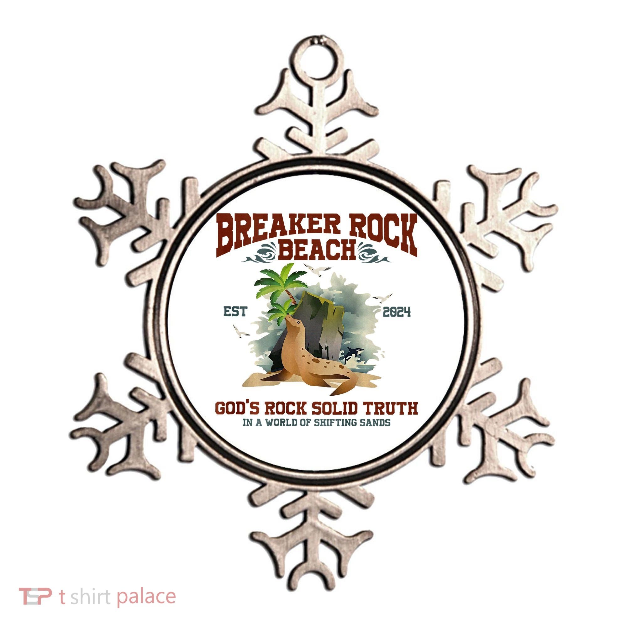 GodS Rock Solid Retro Breaker Rock Beach Vbs 2024 Ornament