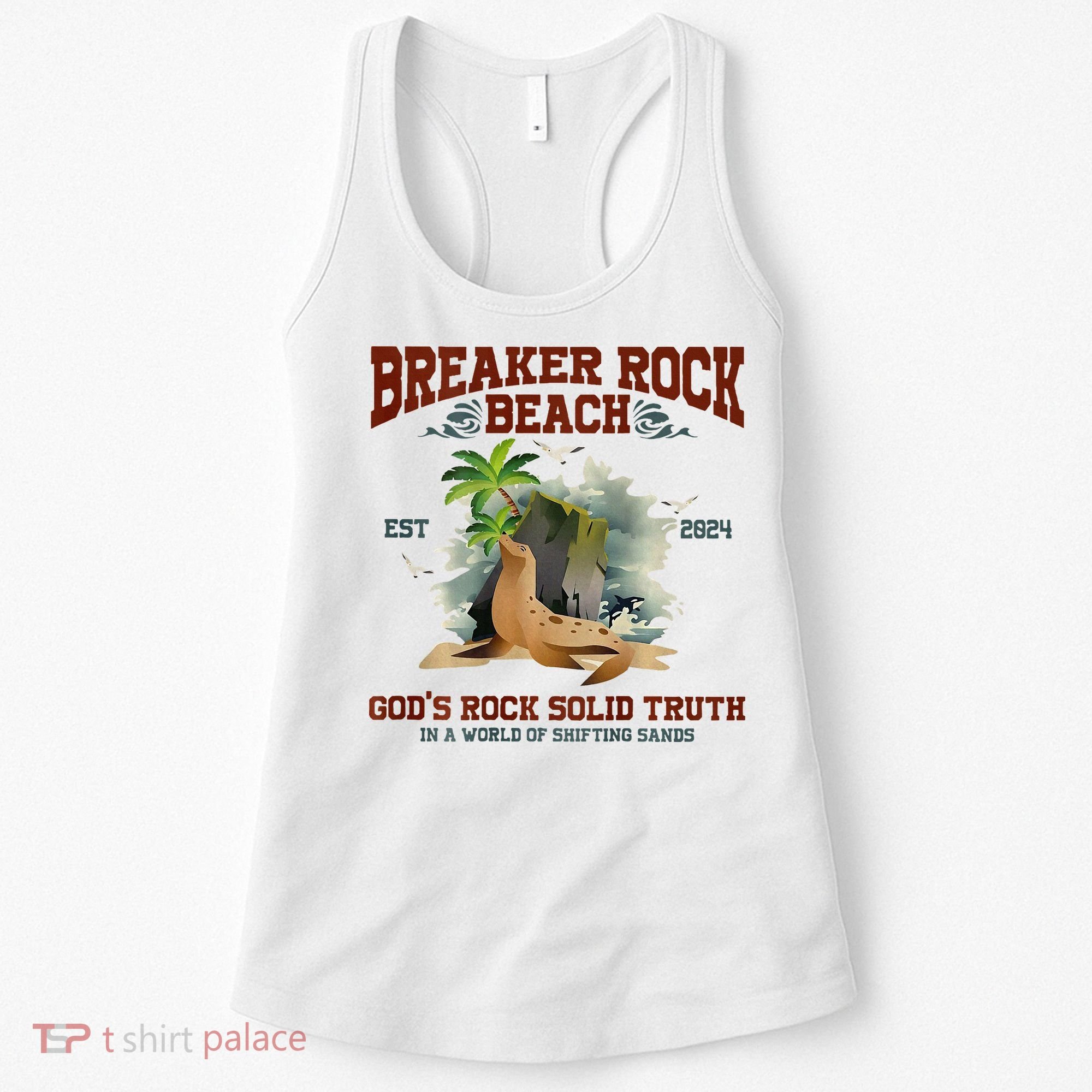 GodS Rock Solid Retro Breaker Rock Beach Vbs 2024 Women's Tank Top