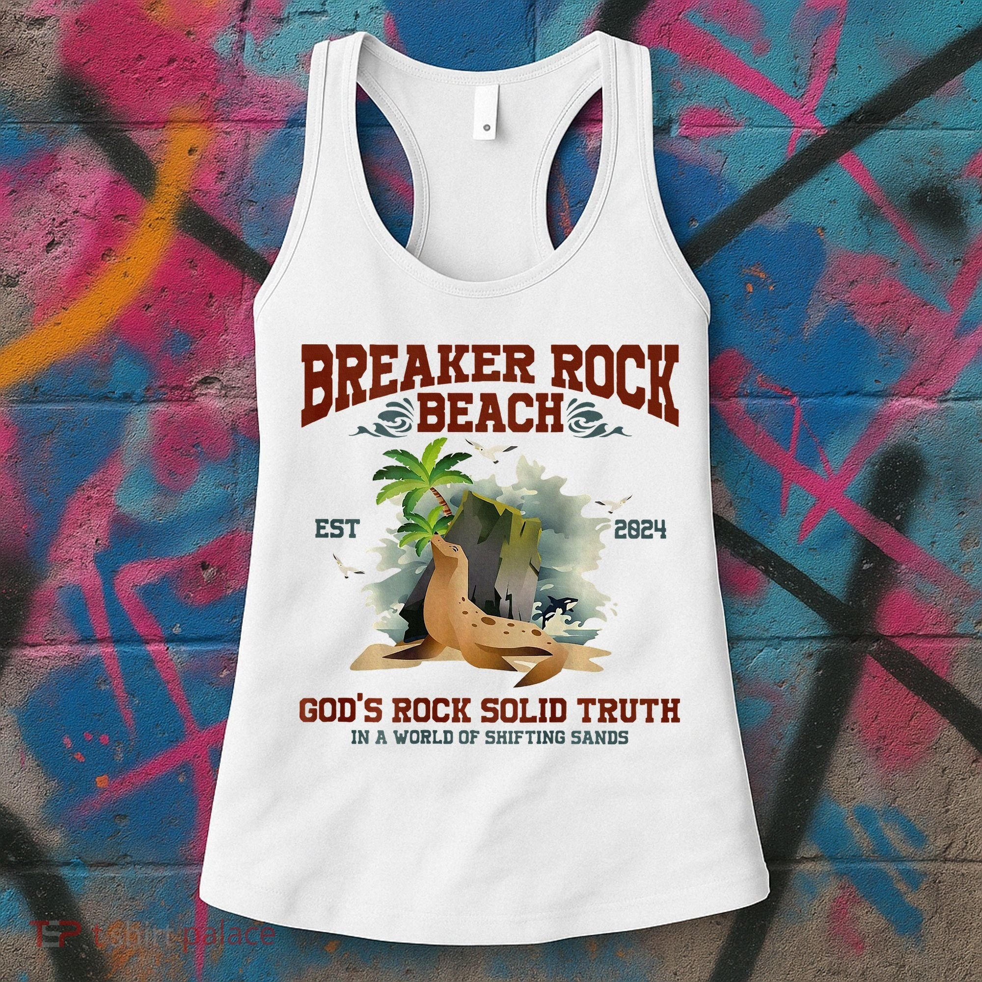 GodS Rock Solid Retro Breaker Rock Beach Vbs 2024 Women's Tank Top