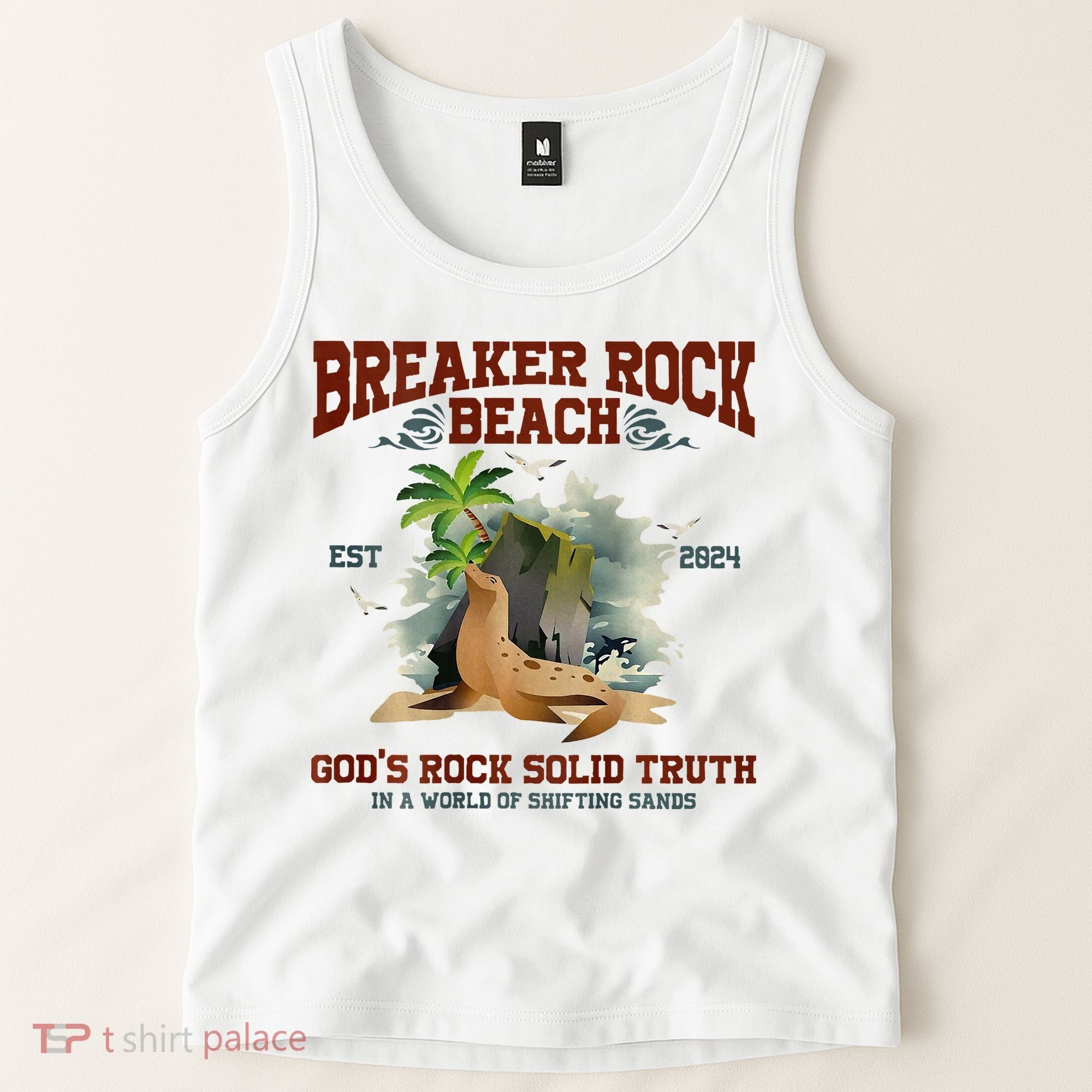 GodS Rock Solid Retro Breaker Rock Beach Vbs 2024 Tank Top