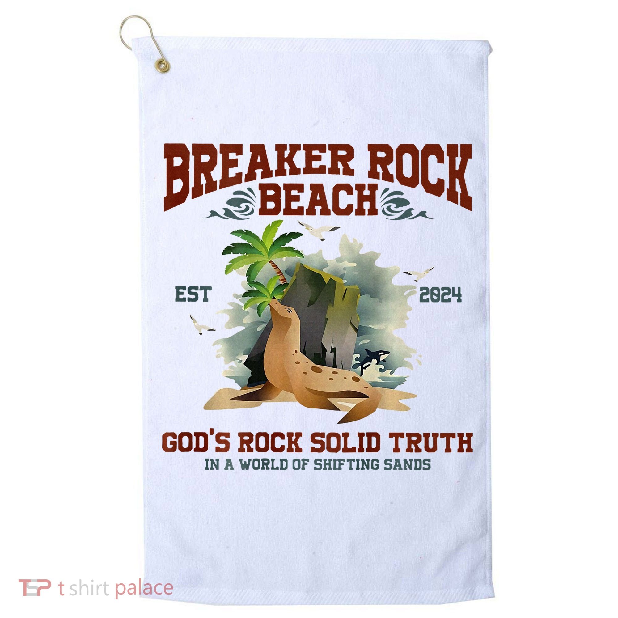 GodS Rock Solid Retro Breaker Rock Beach Vbs 2024 Golf Towel
