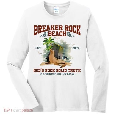 GodS Rock Solid Retro Breaker Rock Beach Vbs 2024 Women's Long Sleeve Shirt