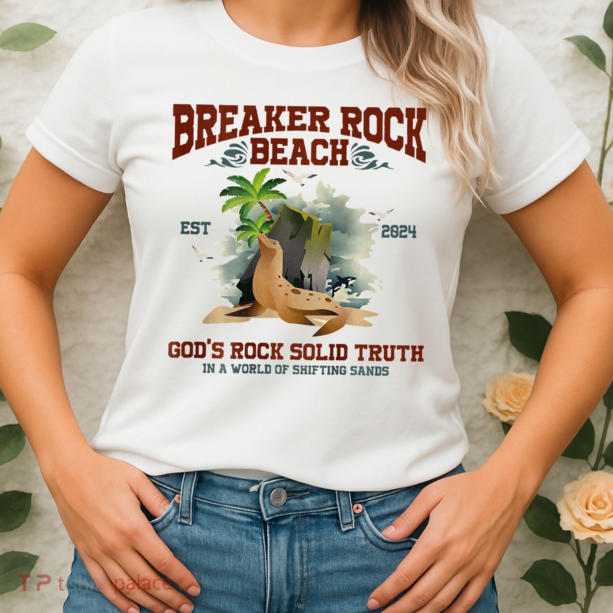 GodS Rock Solid Retro Breaker Rock Beach Vbs 2024 Women's T-Shirt