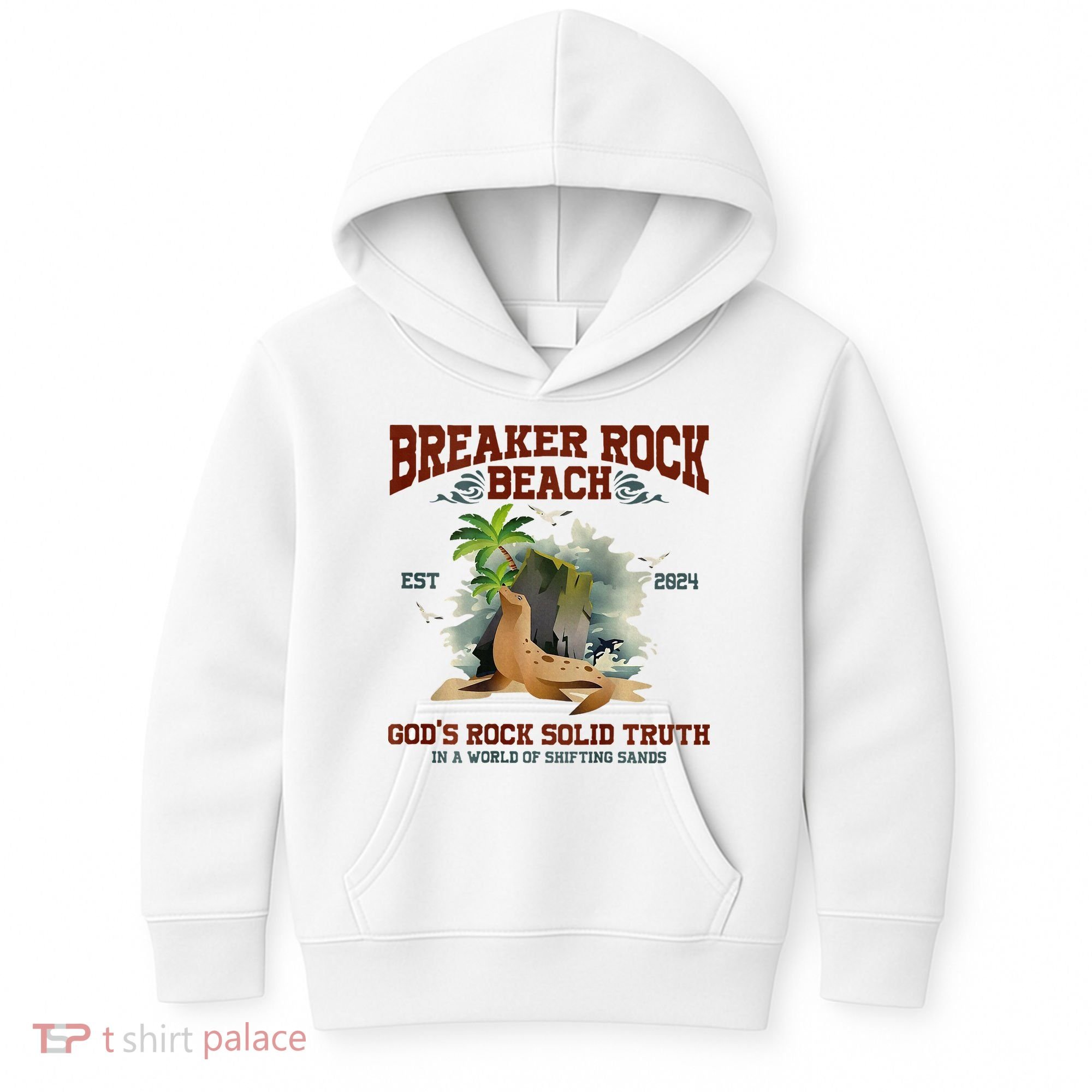 GodS Rock Solid Retro Breaker Rock Beach Vbs 2024 Kids Hoodie