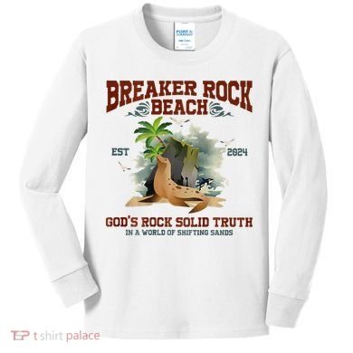 GodS Rock Solid Retro Breaker Rock Beach Vbs 2024 Kids Long Sleeve Shirt