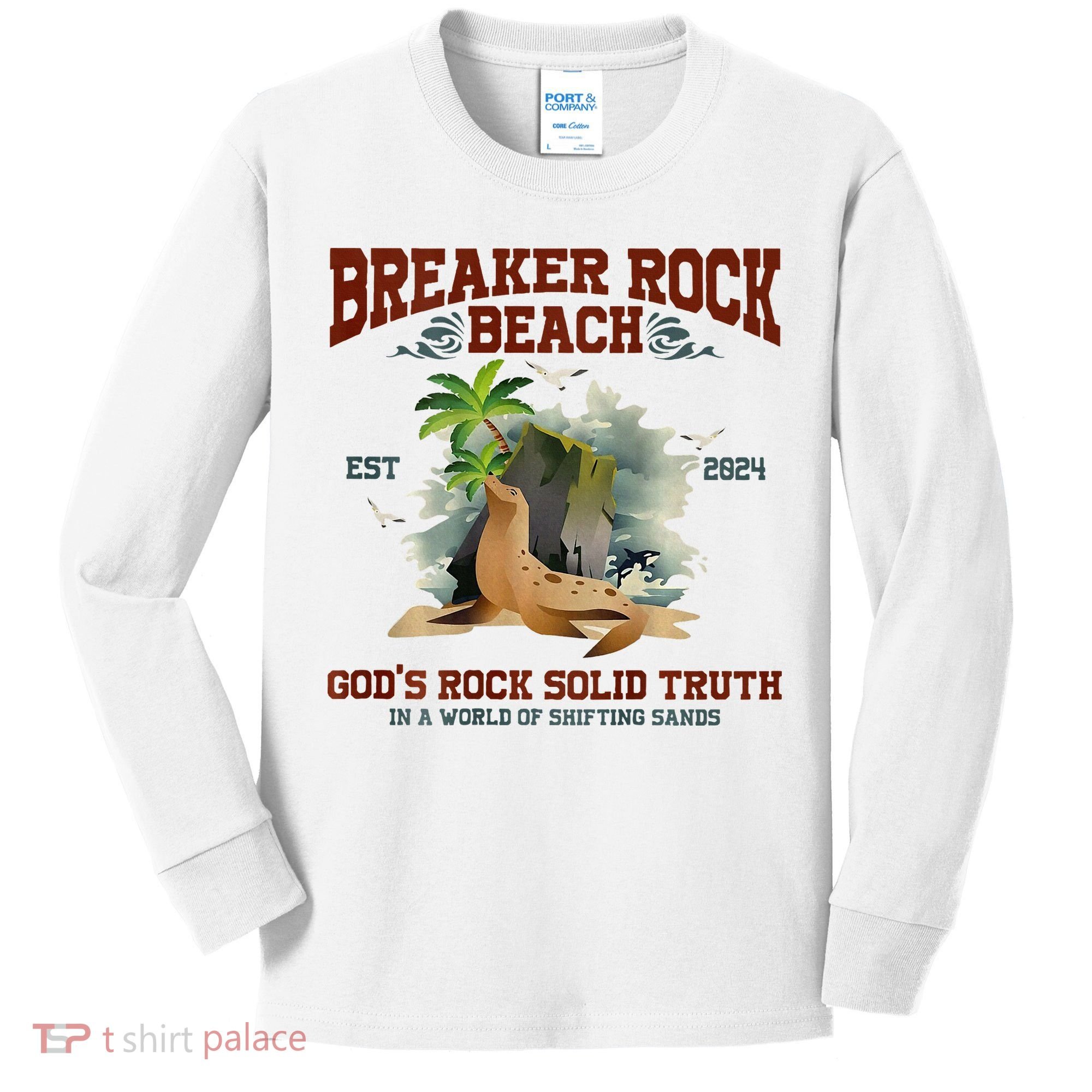 GodS Rock Solid Retro Breaker Rock Beach Vbs 2024 Kids Long Sleeve Shirt