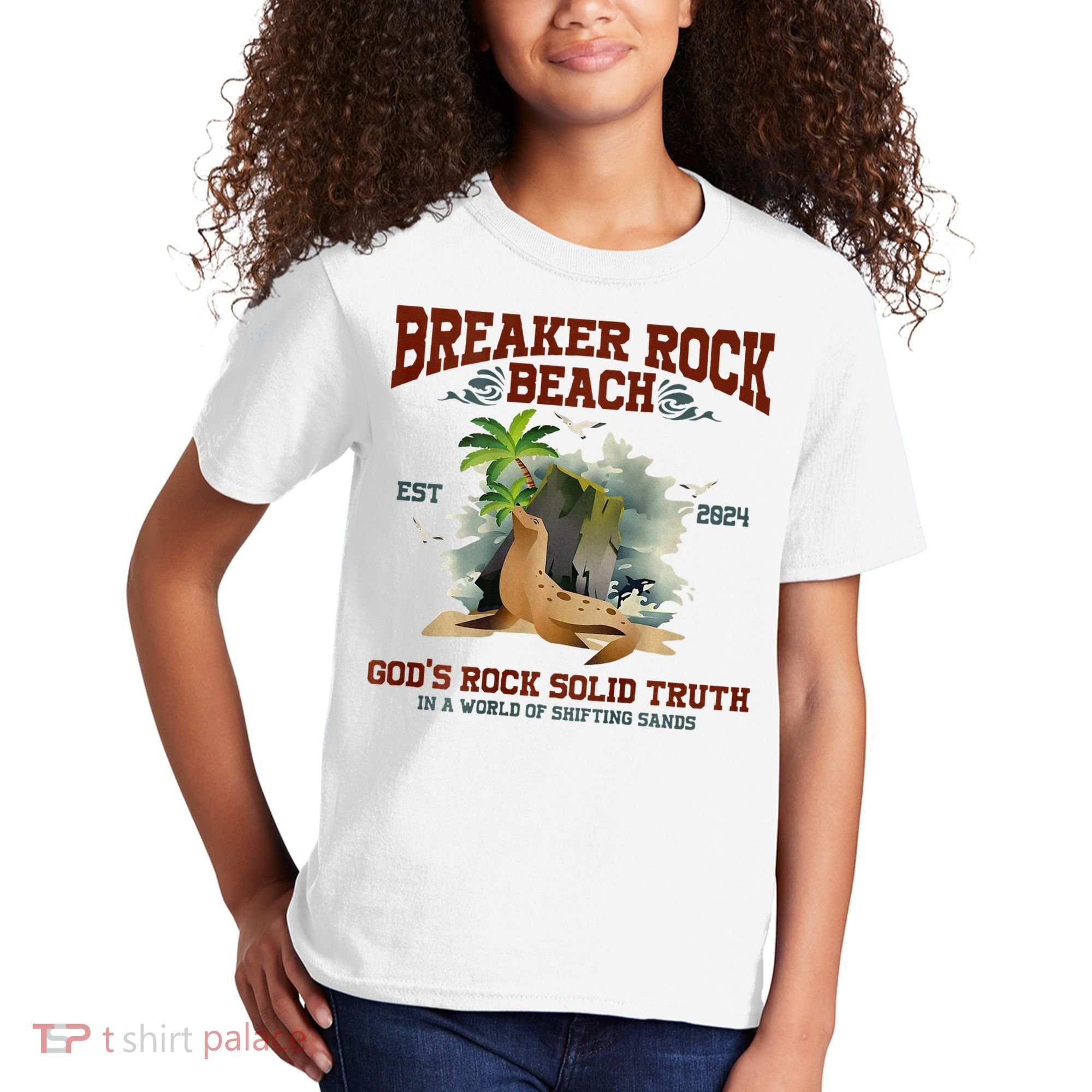 GodS Rock Solid Retro Breaker Rock Beach Vbs 2024 Kids T-Shirt