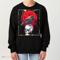 Gothic Raven Skull Red Moon Black Crow Women's Sweatshirt thumb 0