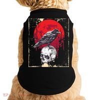 Gothic Raven Skull Red Moon Black Crow Doggie Tank thumb 0