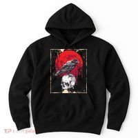 Gothic Raven Skull Red Moon Black Crow Hoodie thumb 0