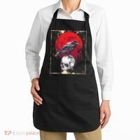 Gothic Raven Skull Red Moon Black Crow Apron thumb 2
