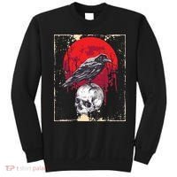 Gothic Raven Skull Red Moon Black Crow Sweatshirt thumb 0
