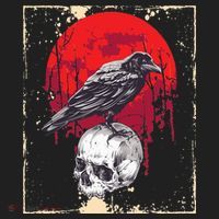 Gothic Raven Skull Red Moon Black Crow Beanie thumb 2