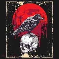 Gothic Raven Skull Red Moon Black Crow Polo thumb 3