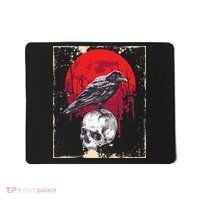 Gothic Raven Skull Red Moon Black Crow Mousepad thumb 0