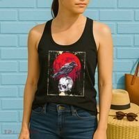 Gothic Raven Skull Red Moon Black Crow Women's Tank Top thumb 2
