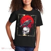 Gothic Raven Skull Red Moon Black Crow Kids T-Shirt thumb 2