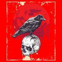 Gothic Raven Skull Red Moon Black Crow Santa Hat thumb 1