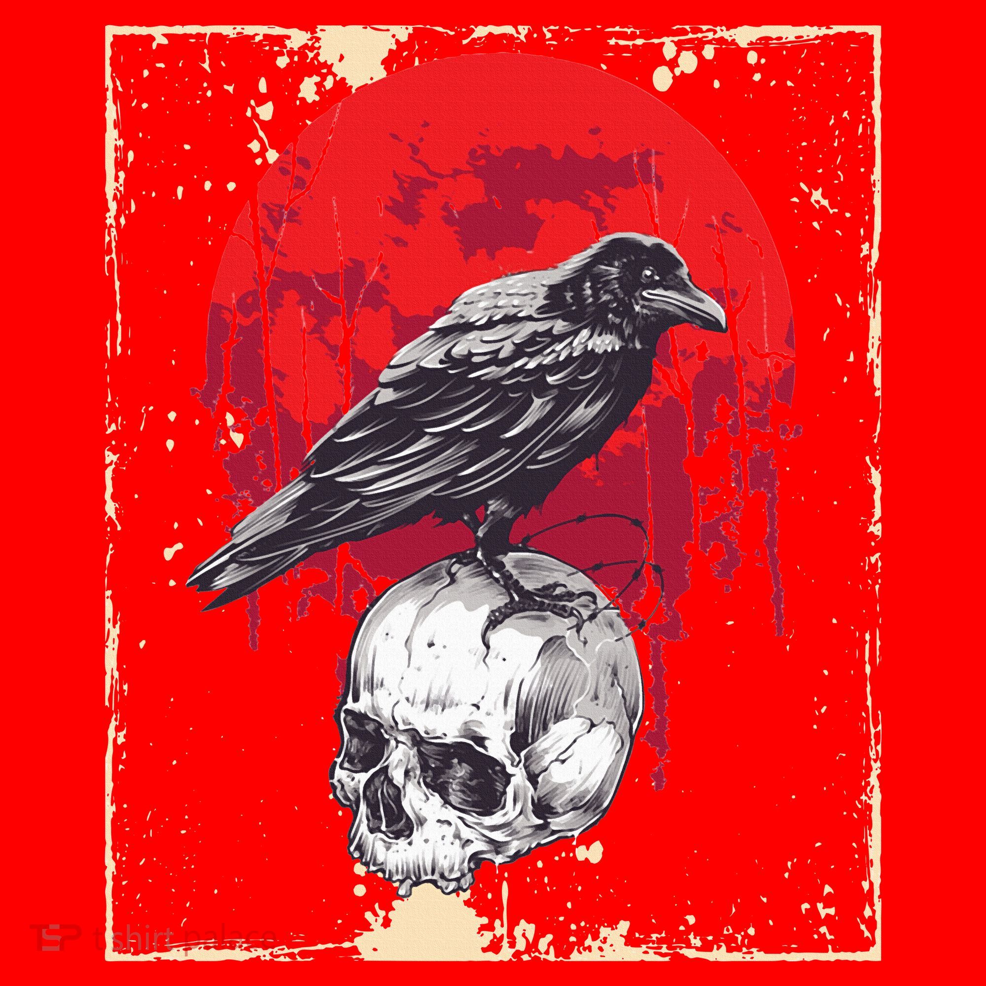 Gothic Raven Skull Red Moon Black Crow Santa Hat