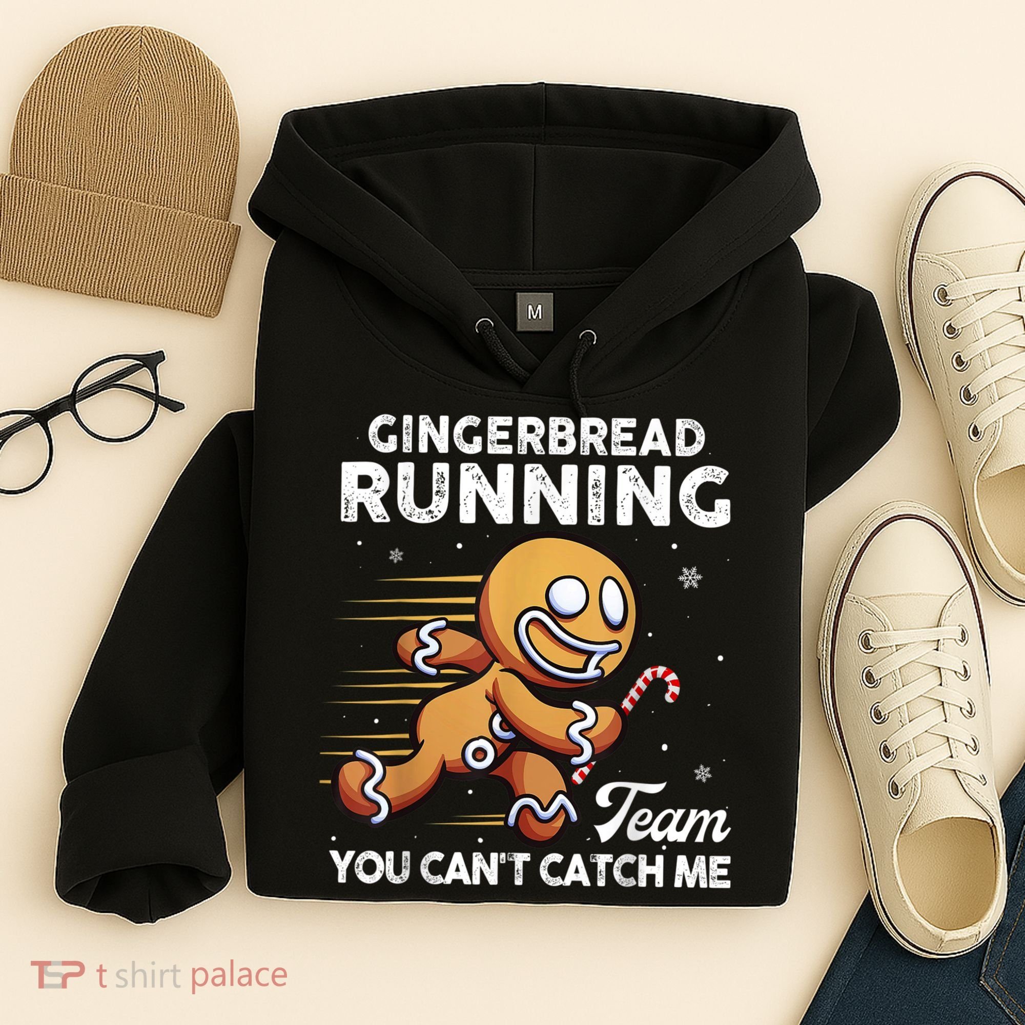 Gingerbread Running Team Christmas Cookie Funny Baking Hoodie