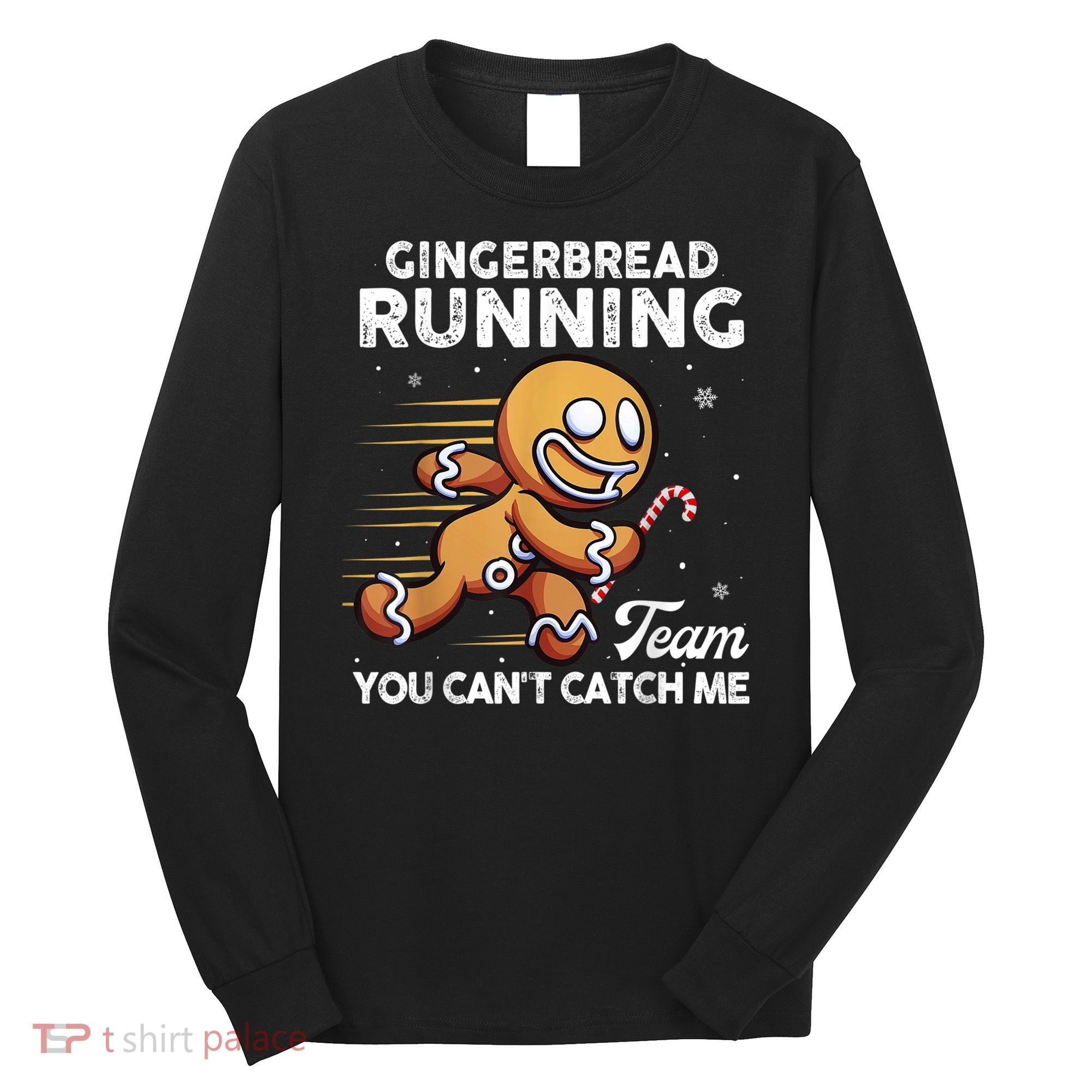 Gingerbread Running Team Christmas Cookie Funny Baking Long Sleeve Shirt