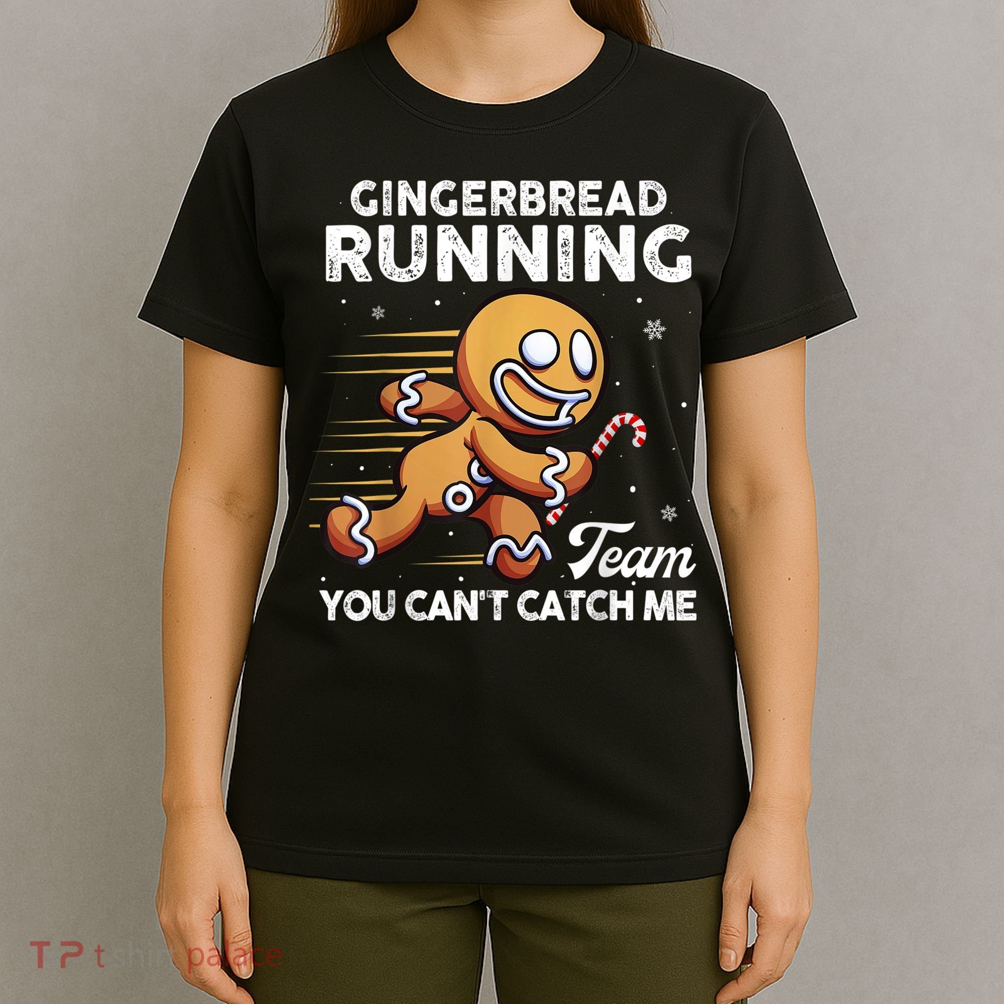 Gingerbread Running Team Christmas Cookie Funny Baking T-Shirt