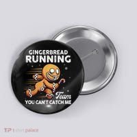Gingerbread Running Team Christmas Cookie Funny Baking Button thumb 0