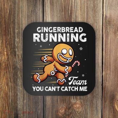 Gingerbread Running Team Christmas Cookie Funny Baking Coaster