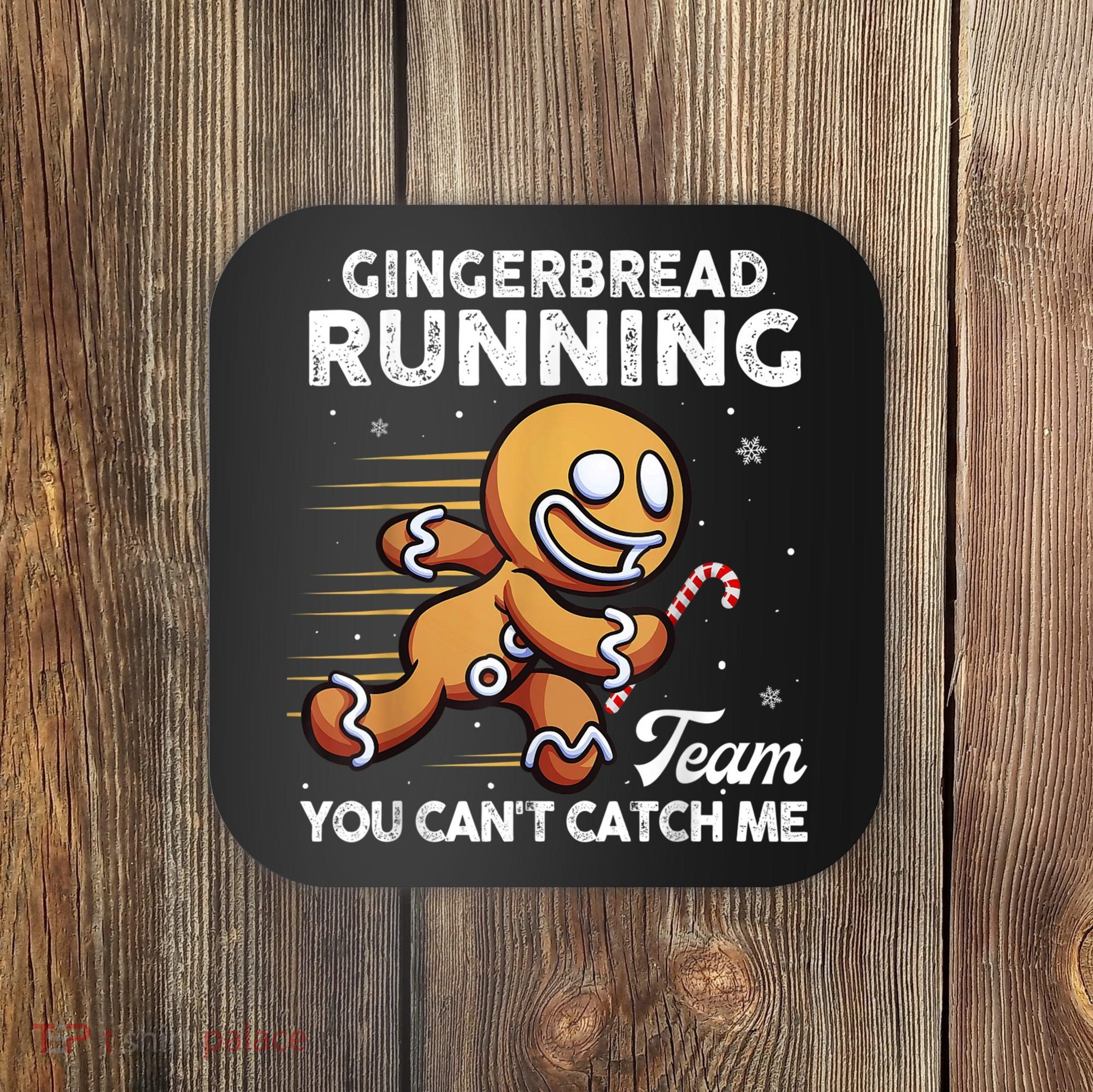 Gingerbread Running Team Christmas Cookie Funny Baking Coaster