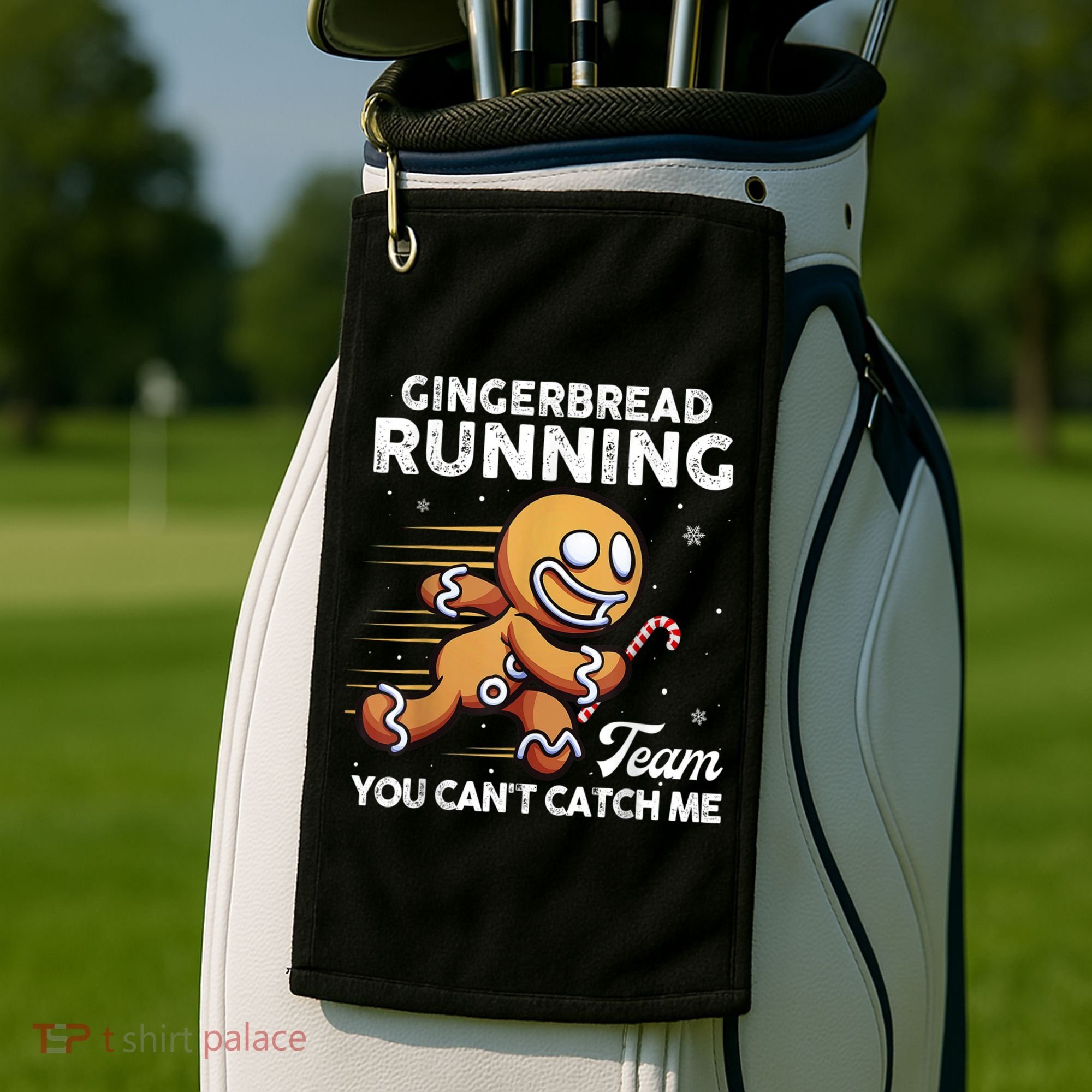 Gingerbread Running Team Christmas Cookie Funny Baking Golf Towel