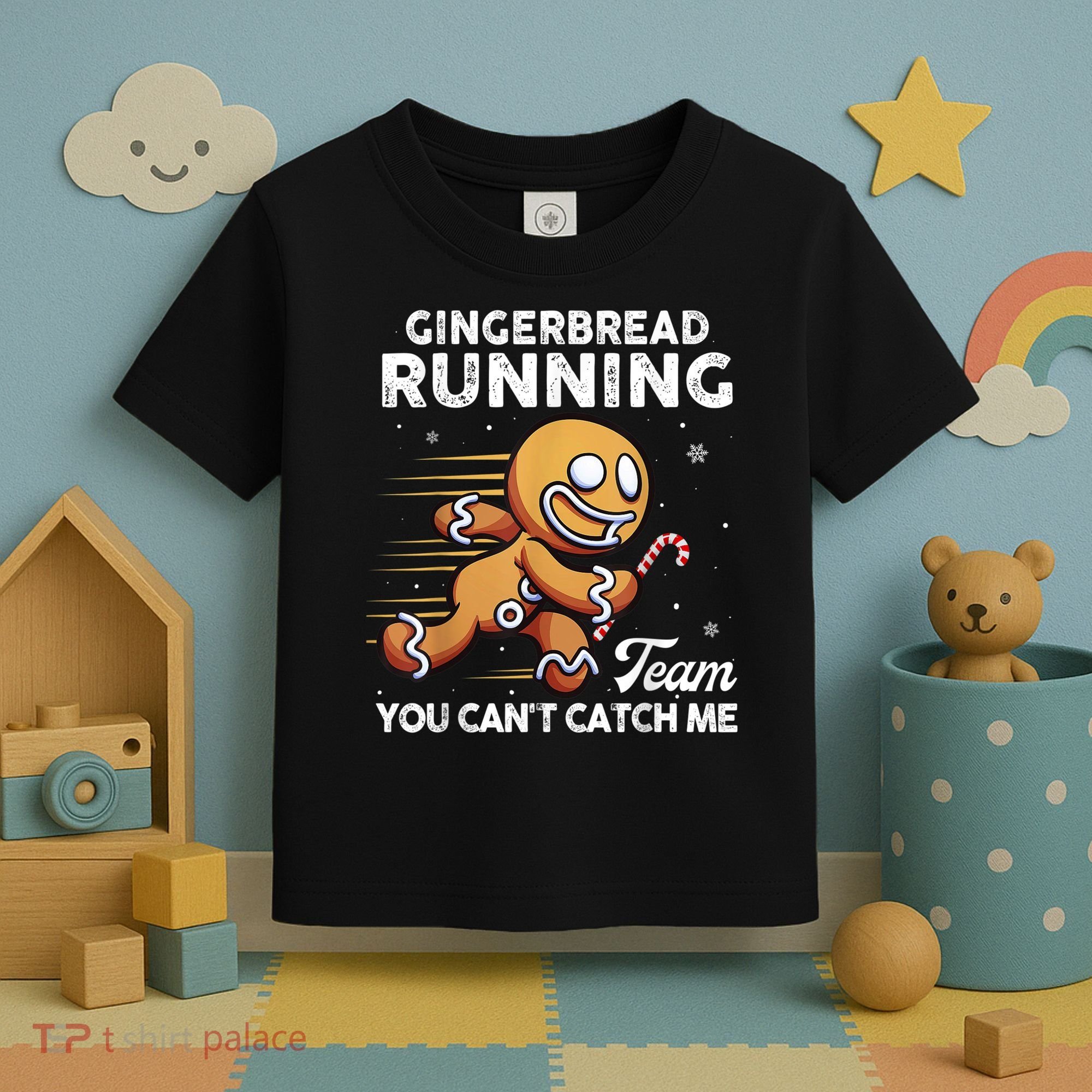 Gingerbread Running Team Christmas Cookie Funny Baking Toddler T-Shirt