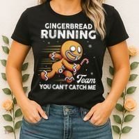 Gingerbread Running Team Christmas Cookie Funny Baking Women's T-Shirt thumb 2