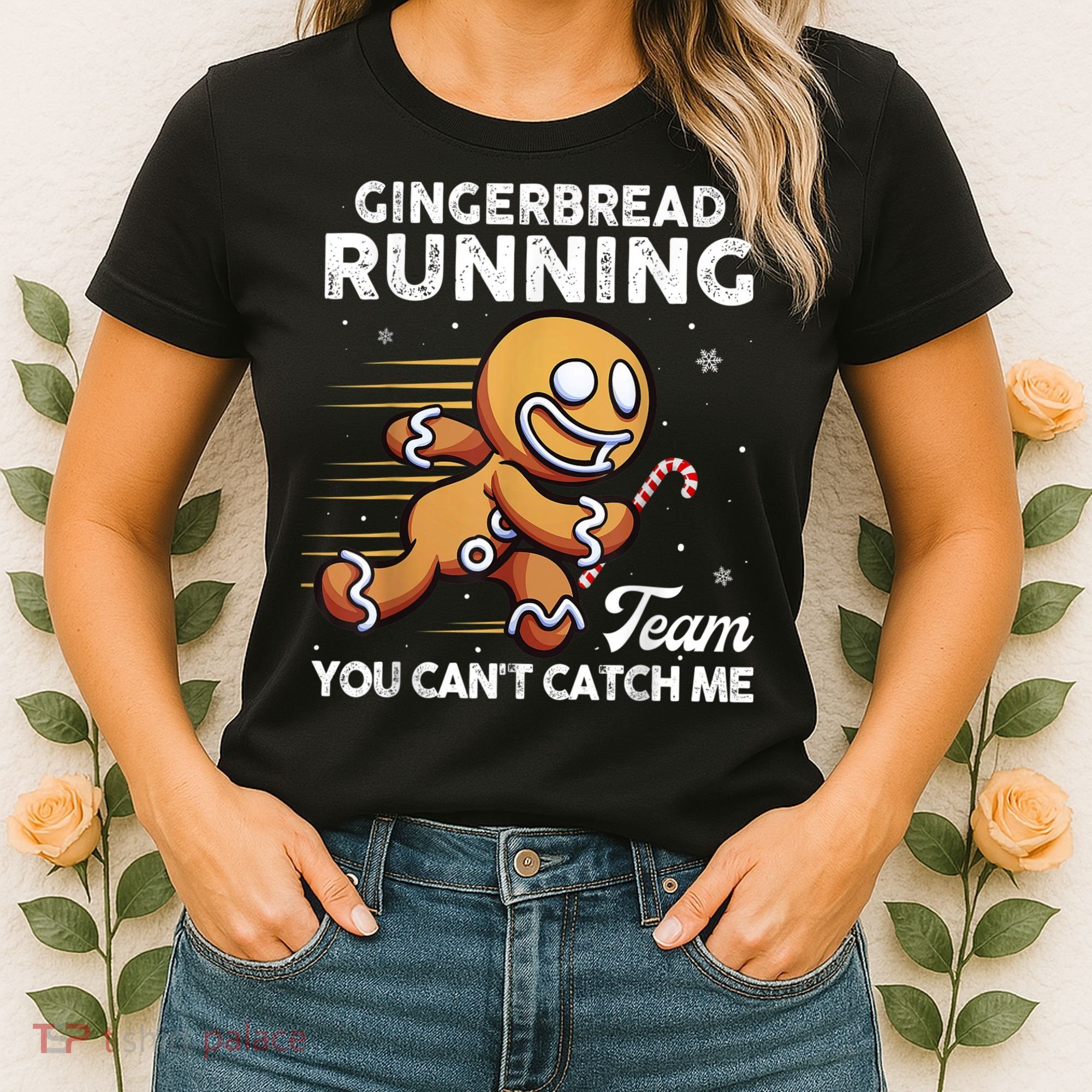 Gingerbread Running Team Christmas Cookie Funny Baking Women's T-Shirt
