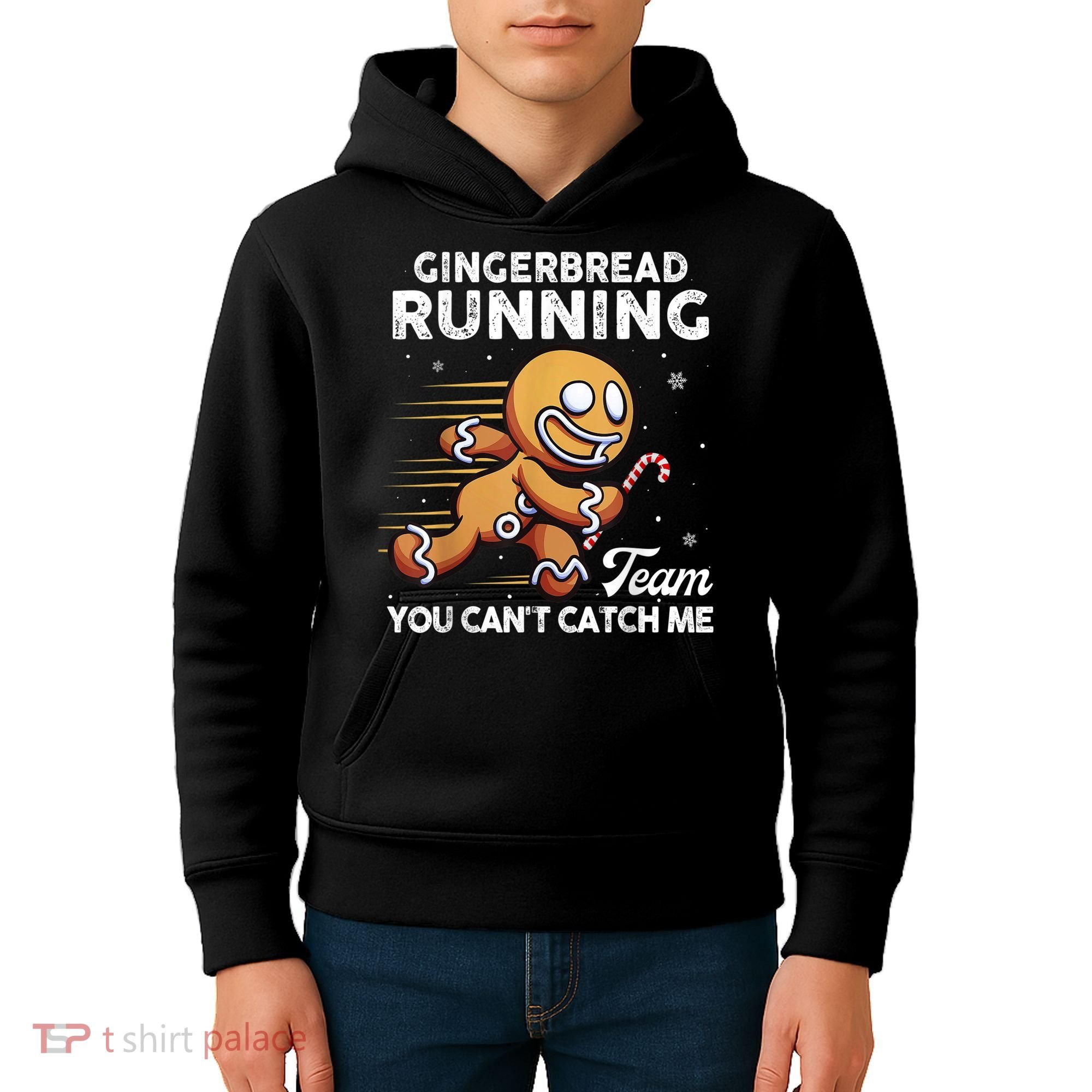 Gingerbread Running Team Christmas Cookie Funny Baking Kids Hoodie