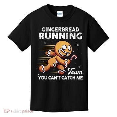 Gingerbread Running Team Christmas Cookie Funny Baking Kids T-Shirt