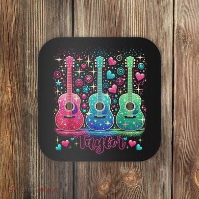 Girl Retro Taylor First Name Personalized Groovy 80'S P.i.n.k. Coaster