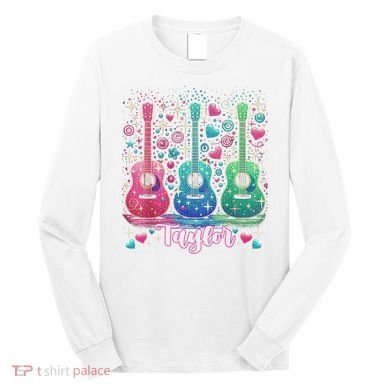 Girl Retro Taylor First Name Personalized Groovy 80'S P.i.n.k. Long Sleeve Shirt
