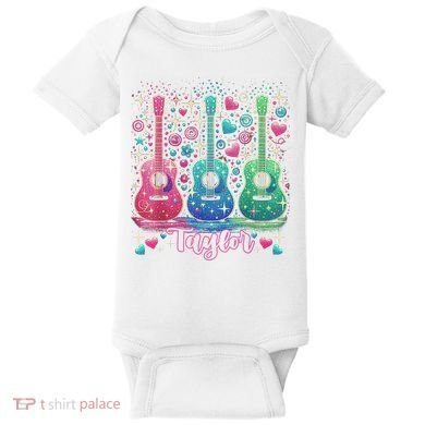 Girl Retro Taylor First Name Personalized Groovy 80'S P.i.n.k. Baby Bodysuit