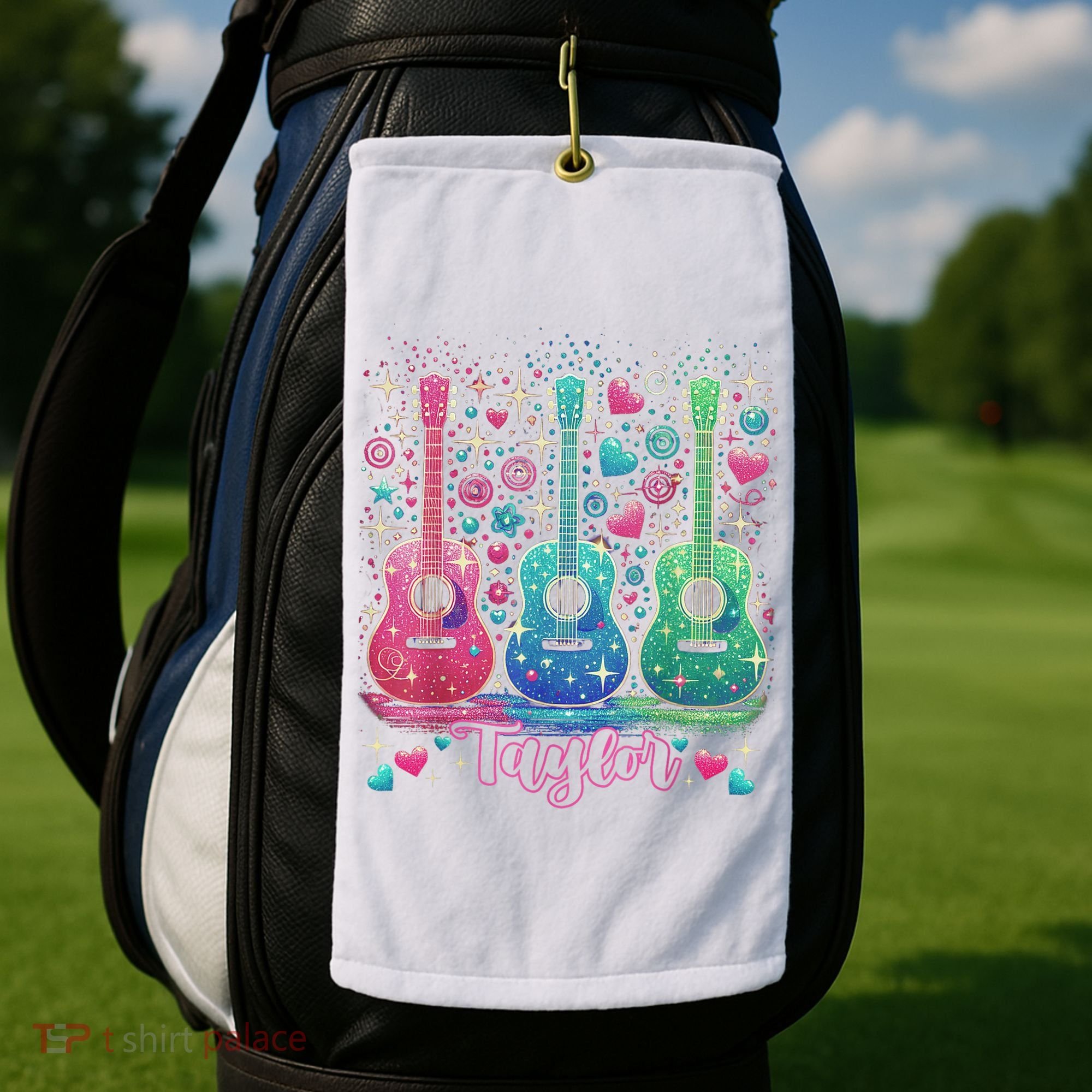 Girl Retro Taylor First Name Personalized Groovy 80'S P.i.n.k. Golf Towel