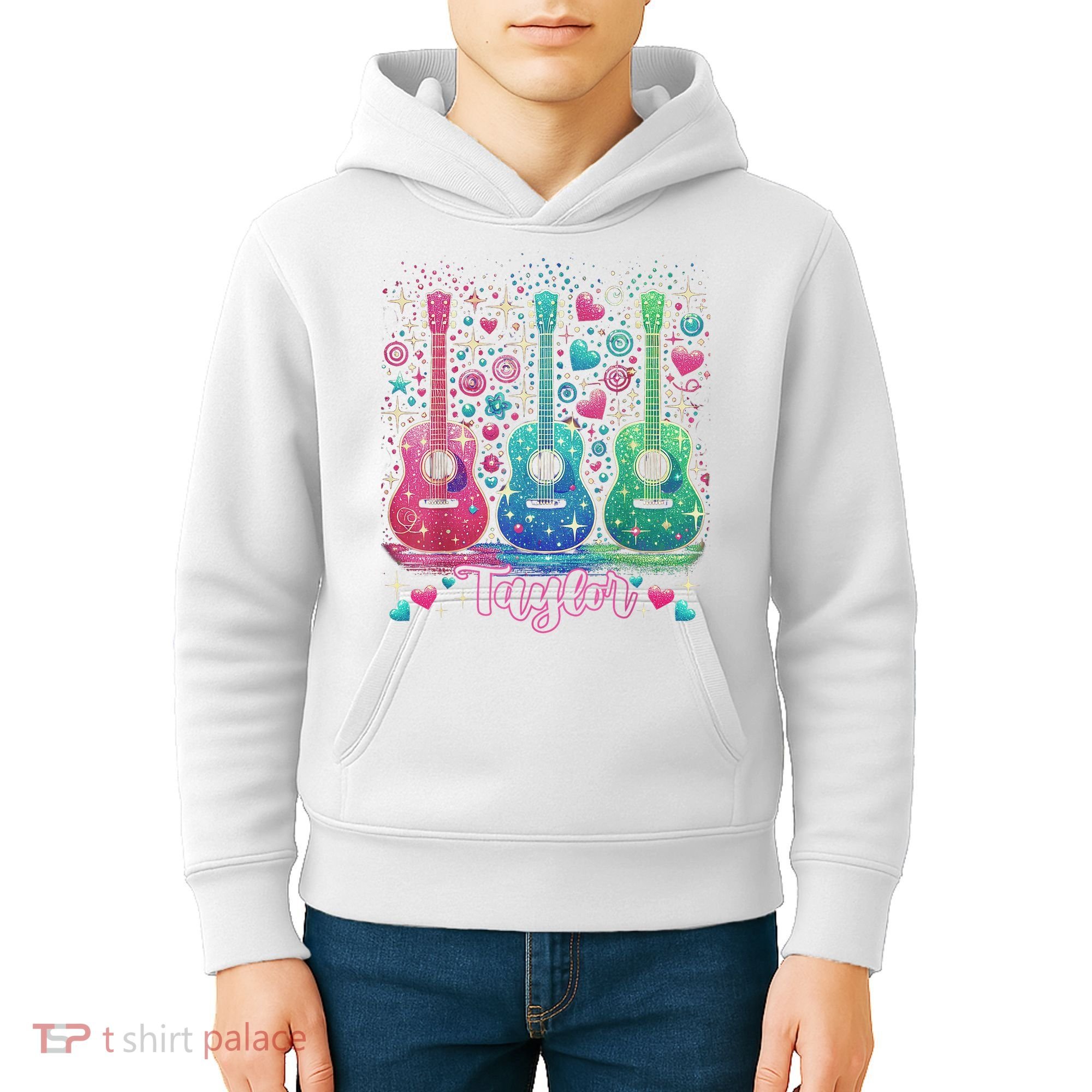 Girl Retro Taylor First Name Personalized Groovy 80'S P.i.n.k. Kids Hoodie