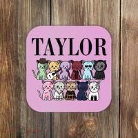 Girl Retro Taylor Groovy Birthday Gift Coaster thumb 0