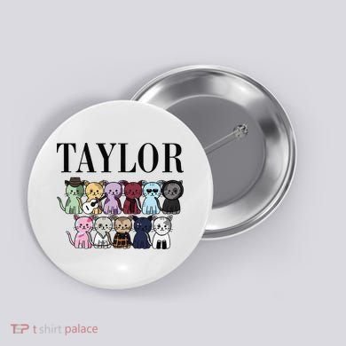 Girl Retro Taylor Groovy Birthday Gift Button