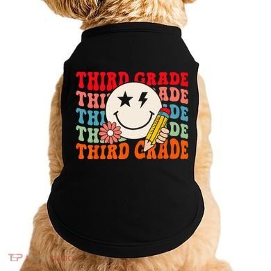 Groovy Retro Third Grade Back To School Students Teachers Doggie Tank