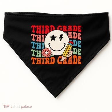 Groovy Retro Third Grade Back To School Students Teachers USA-Made Doggie Bandana