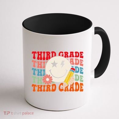 Groovy Retro Third Grade Back To School Students Teachers Coffee Mug back